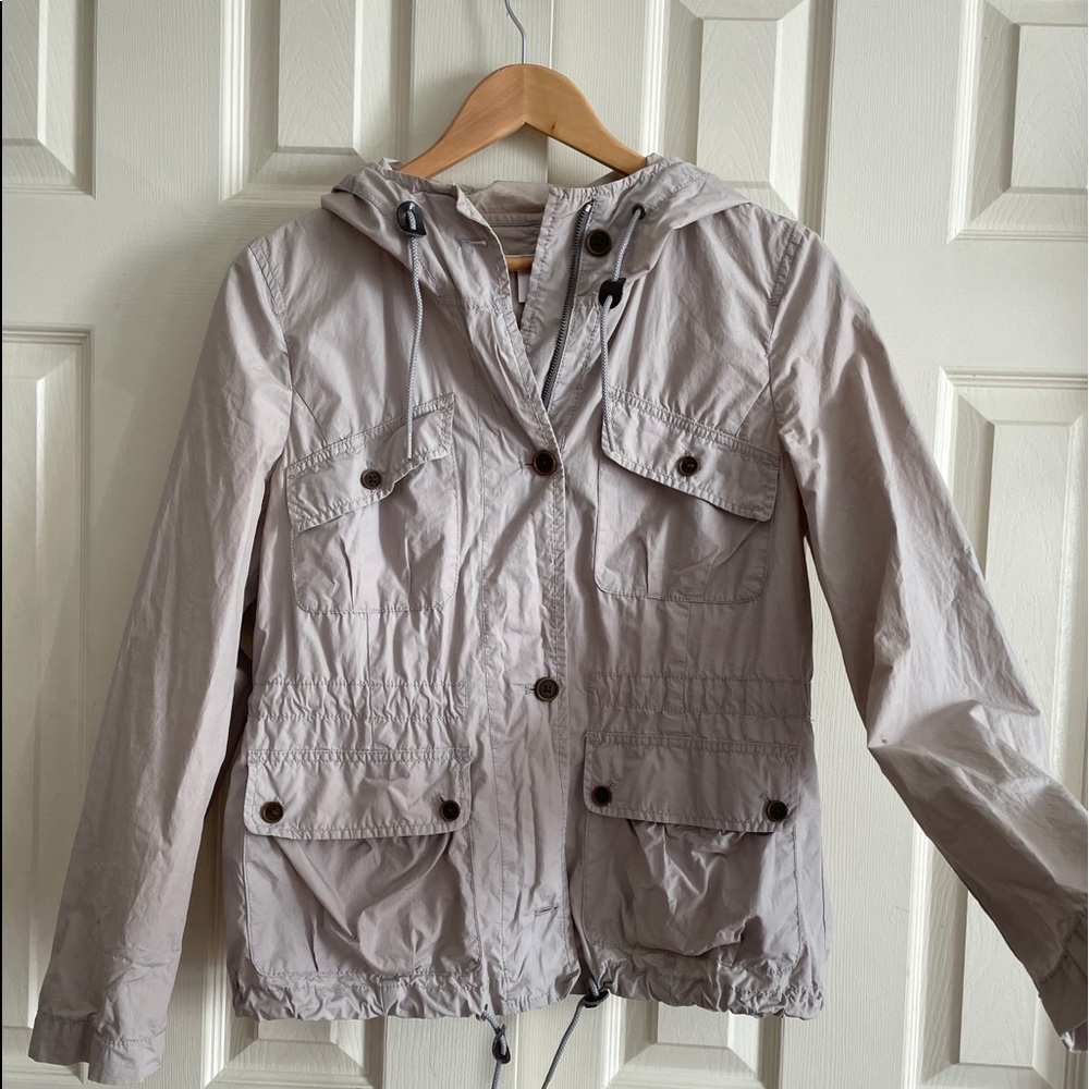 Ann Taylor LOFT Taupe Windbreaker wCinchable Waist